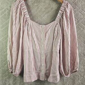 CAbi Milkmaid Cottagecore Romantic Puff Sleeve Button Front Blouse Women’s Small